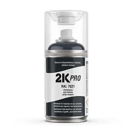 2K PRO 2 Komponenten Sprühfarbe 250ml RAL7021 Chassisgrau Glanz