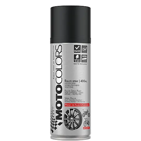 MotoColors  Farbspray MotoSpraylack Ralley 400ml Sprühfarbe Schwarz Matt