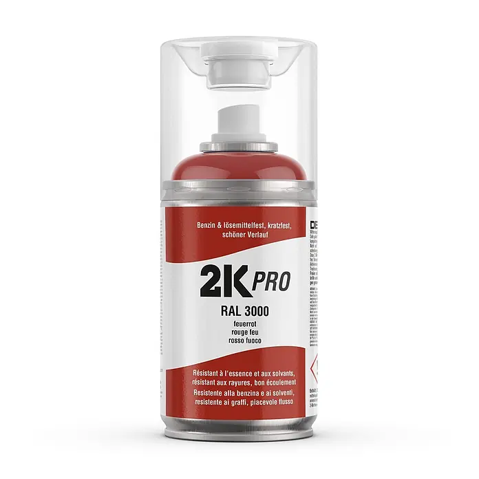 2K PRO 2 Komponenten Sprühfarbe 250ml RAL3000 Feuerrot Glanz - 