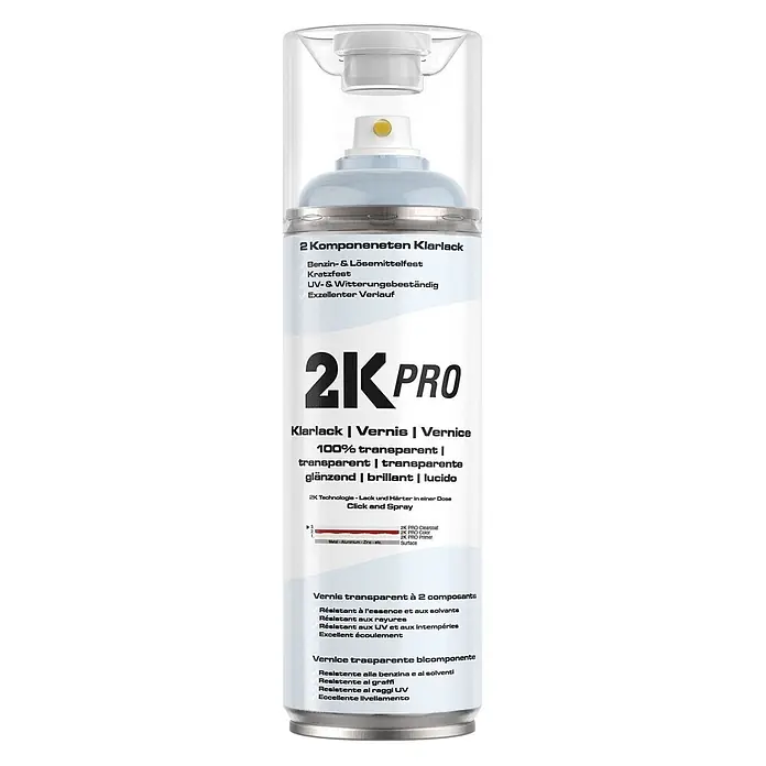 2K PRO 2 Komponenten Sprühfarbe 400ml Klarlack Hochglanz - 