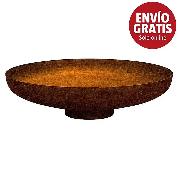 Outr Brasero Jesco - Diámetro: 100 cm, Acero Corten - Brasero redondo de metal color óxido, sobre una base sólida.