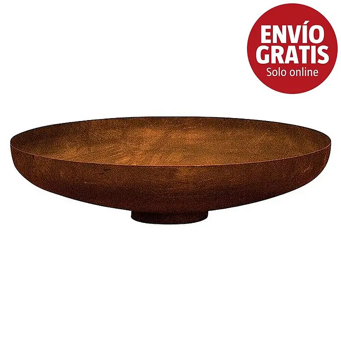 Outr Brasero Jesco - Diámetro: 120 cm, Acero Corten - Brasero metálico color óxido con base baja, ideal para calentar exteriores.