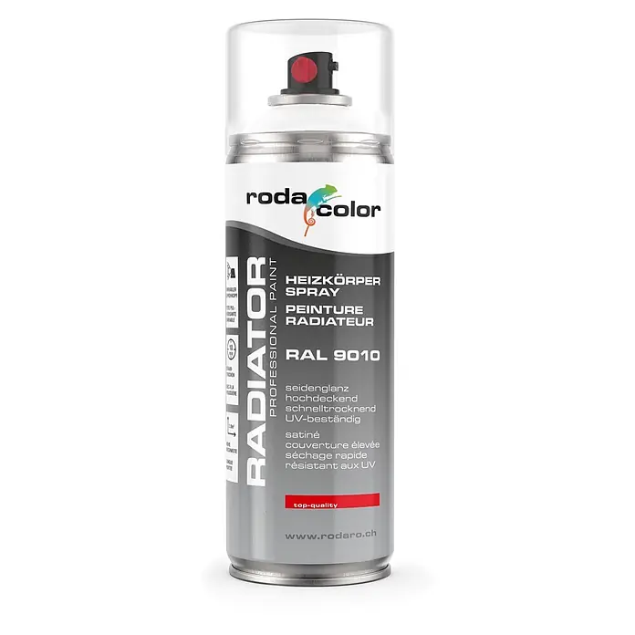 RodaColor Farbspray Heizkörperspray Sprühlack 400ml RAL9010 Reinweiss - RAL9010 - Reinweiss, Sprühdose