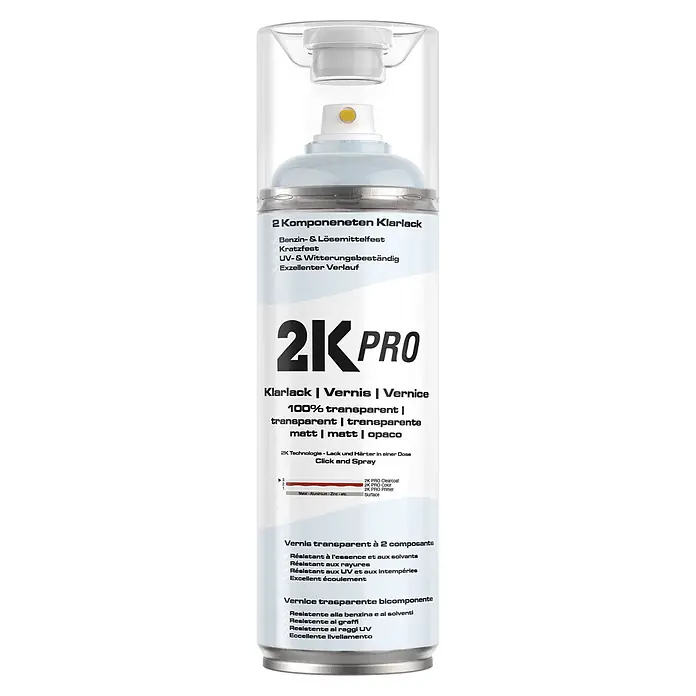2K PRO 2 Komponenten Sprühfarbe 400ml Klarlack Matt - 
