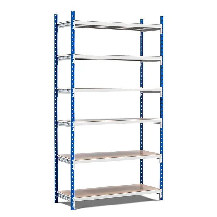 Proregal Schwerlastregal MAXIMUS Pro - H x B x T: 300 x 150 x 50 cm, Traglast pro Boden: 236 kg, Anzahl Böden: 7 Stk., Stecken, Lichtblau/Lichtgrau