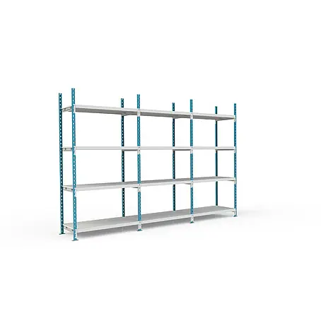 Fachbodenregal MAXIMUS Pro Grundregal 280x150x60cm 4 Ebenen Lichtblau/-grau