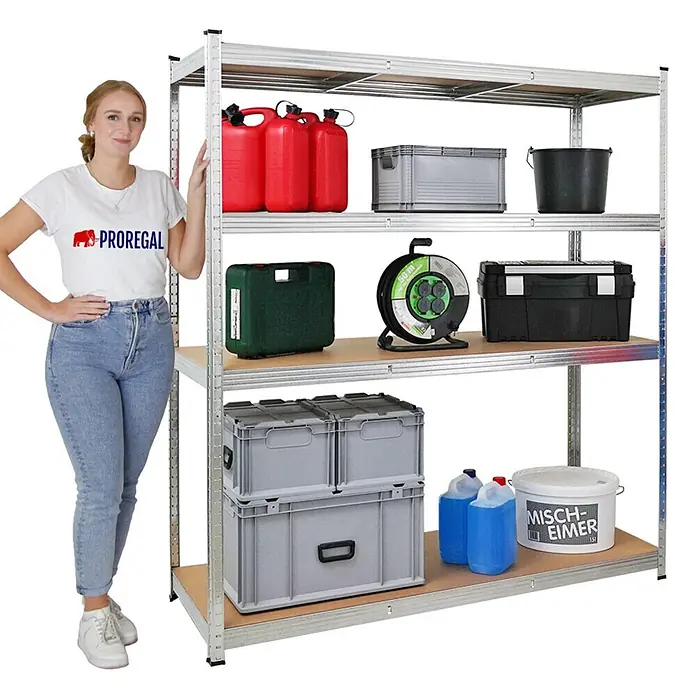 Mega Deal | 2x Schwerlastregal TAURUS XL mit TÜV/GS Zertifizierung | HxBxT 180x160x60cm | Fachlast 250kg | Verzinkt - 