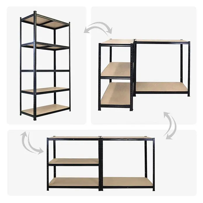 Mega Deal | 3x Schwerlastregal Giant Ragnar | HxBxT 200x100x50cm | 5 MDF-Platten-Ebenen | Fachlast 175kg | Schwarz - 