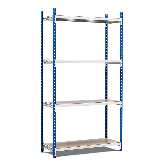 Proregal Schwerlastregal MAXIMUS Pro - H x B x T: 300 x 100 x 60 cm, Traglast pro Boden: 286 kg, Anzahl Böden: 4 Stk., Stecken, Lichtblau/Lichtgrau