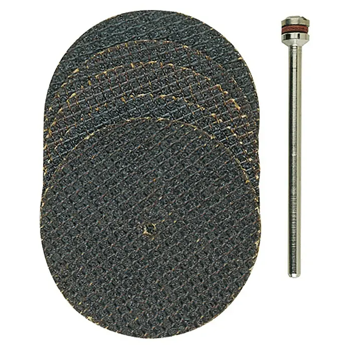 Proxxon Trennscheiben-Set No 28818 - Gewebeverstärkt, 38 mm, 5 Stk. - Schwarz-braune Trennscheiben mit Metallschaft für präzise Schneidarbeiten, ideal für Handwerker und Heimwerker.