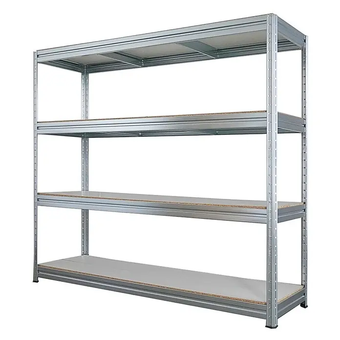 Mega Deal | 2x Schwerlastregal DINO | HxBxT 180x200x60cm | 4 Melamin-Ebenen 16mm | Fachlast 500kg | Verzinkt - 
