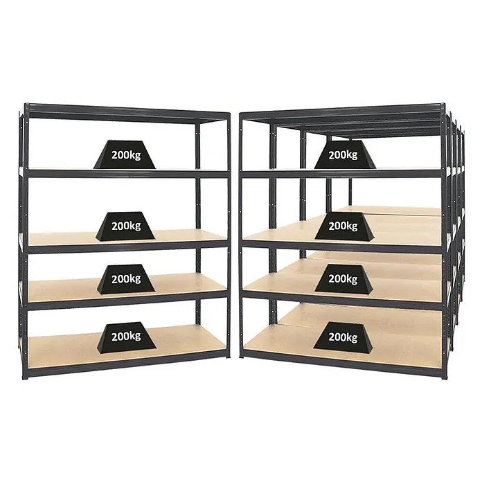 Mega Deal | 5x Schwerlastregal Giant Elephant | HxBxT 180x150x60 cm |  Fachlast 200kg | Schwarz - 