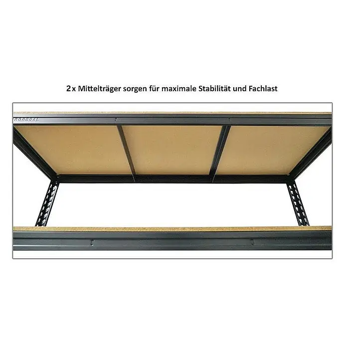 Mega Deal | 3x Profi Schwerlastregal BISON | HxBxT 200x180x60cm | 5 Fachböden | Fachlast 600kg | Schwarz - 