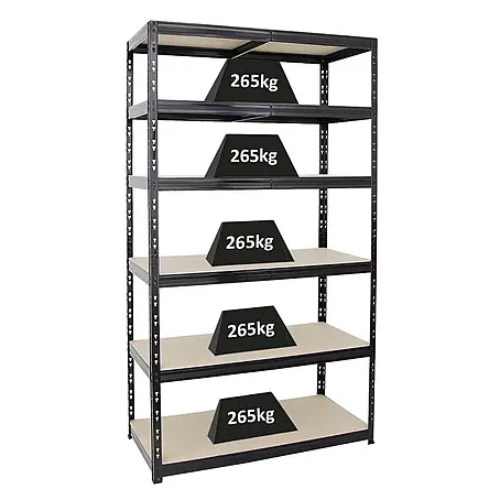 Schwerlastregal Giant Tiger XL HxBxT 220x120x60 cm 265kg 6-Ebenen Schwarz