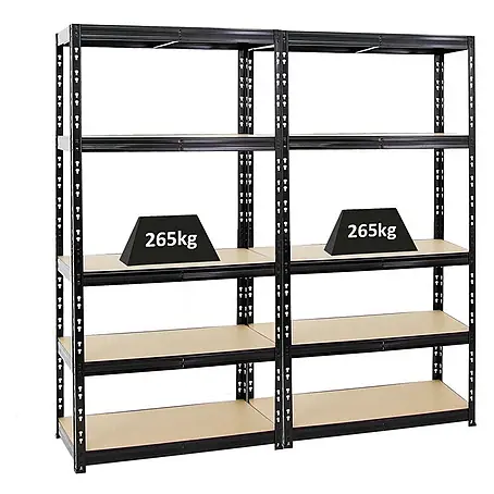 Mega Deal | 2x Schwerlastregal Tiger | HxBxT 180x90x45 cm |  Fachlast 265kg | Schwarz