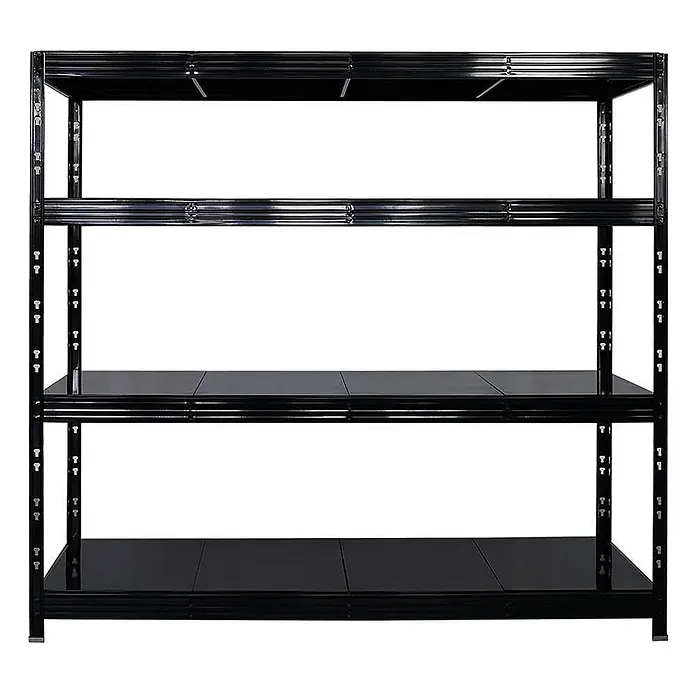 Mega Deal | 4x Profi Schwerlastregal Rhino | HxBxT 180x200x60cm | 4 Stahlplatten-Ebenen | Fachlast 500kg | Schwarz - 
