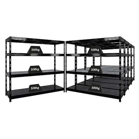 Set Deal 5x Profi Schwerlastregal Rhino 180x200x60cm 4 Böden 500kg Schwarz