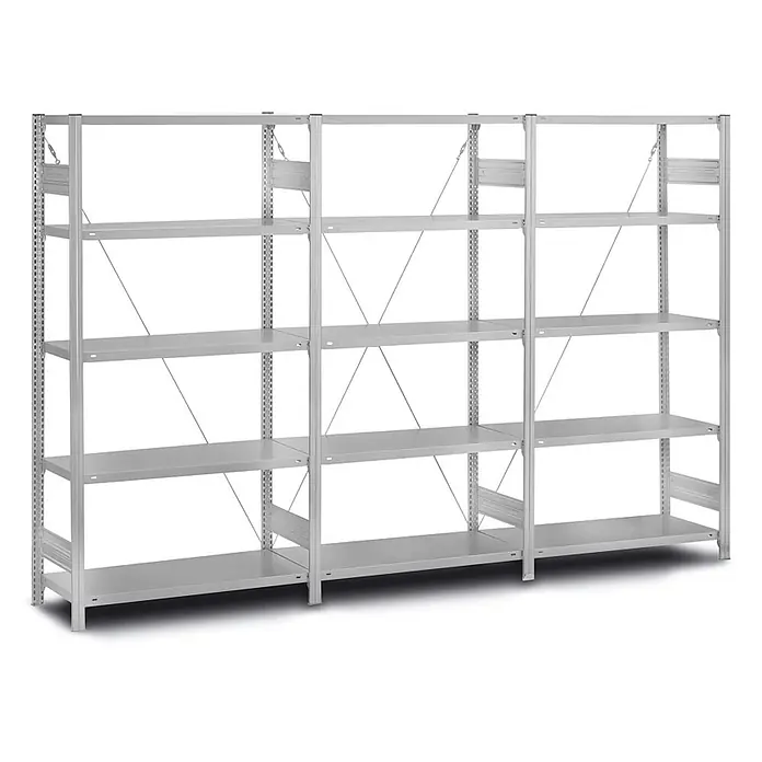 Proregal Schwerlastregal MAGNUS Stecksystem Edelstahl - H x B x T: 175 x 100 x 50 cm, Traglast pro Boden: 200 kg, Anzahl Böden: 5 Stk., Stecken, Edelstahl