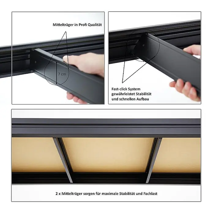 Mega Deal | 2x Schwerlastregal DINO | HxBxT 180x160x60cm | 4 MDF-Platten-Ebenen 6,5 mm | Fachlast 600kg | Schwarz - 