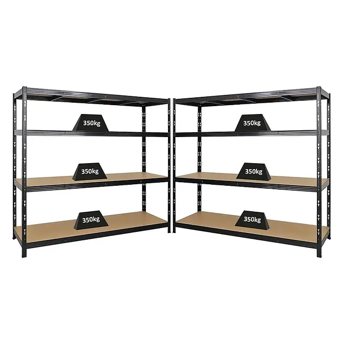 Mega Deal | 2x Profi Schwerlastregal GOLIATH | HxBxT 180x200x60cm | Fachlast 350kg | Schwarz - 