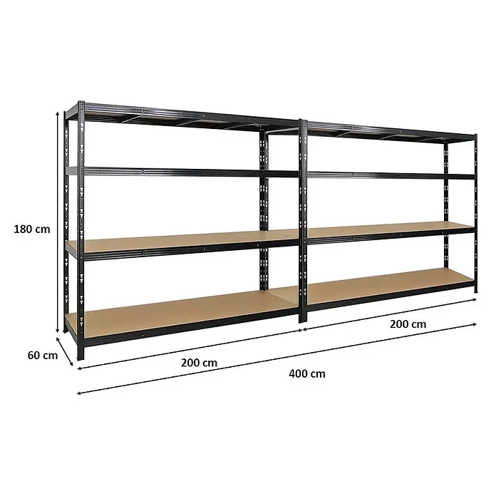 Mega Deal | 2x Profi Schwerlastregal GOLIATH | HxBxT 180x200x60cm | Fachlast 350kg | Schwarz - 