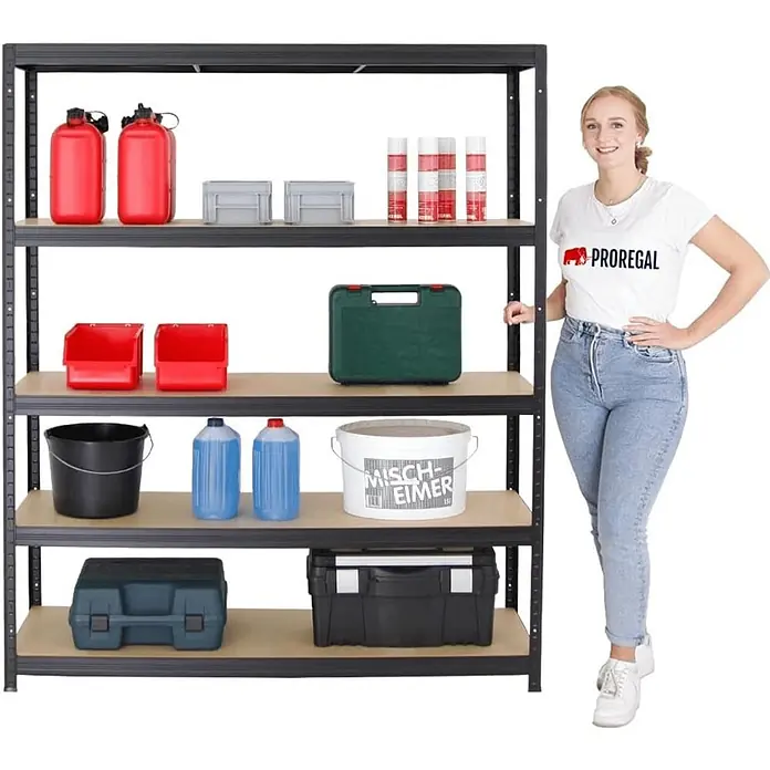 Schwerlastregal Giant Elephant | HxBxT 180x150x45cm | Fachlast 200kg | Schwarz - 