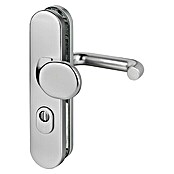 Herraje de protección (Puerta principal, Grosor de puerta: 35 - 45 mm, Aluminio, Cilindro de perfil PZ, Color: Acero inoxidable)