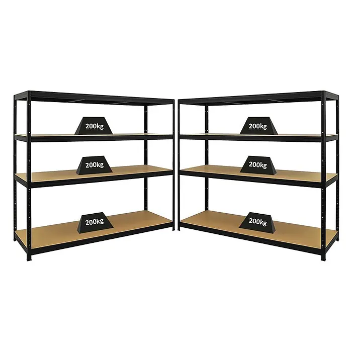 Mega Deal | 2x Schwerlastregal Giant Elephant | HxBxT 160x180x60cm | Fachlast 200kg | Schwarz - 