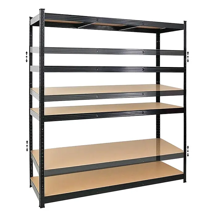Proregal Schwerlastregal Mega Deal TAURUS - H x B x T: 180 x 160 x 60 cm, Traglast pro Boden: 250 kg, Anzahl Böden: 5 Stk., Stecken, Schwarz