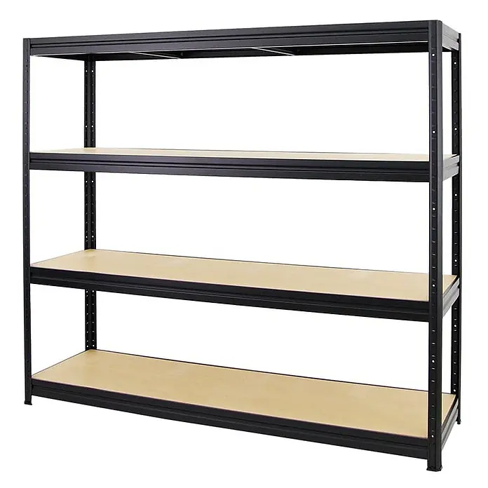 Mega Deal | 4x Schwerlastregal DINO | HxBxT 180x180x60cm | 4 MDF-Platten-Ebenen 6,5 mm | Fachlast 500kg | Schwarz - 