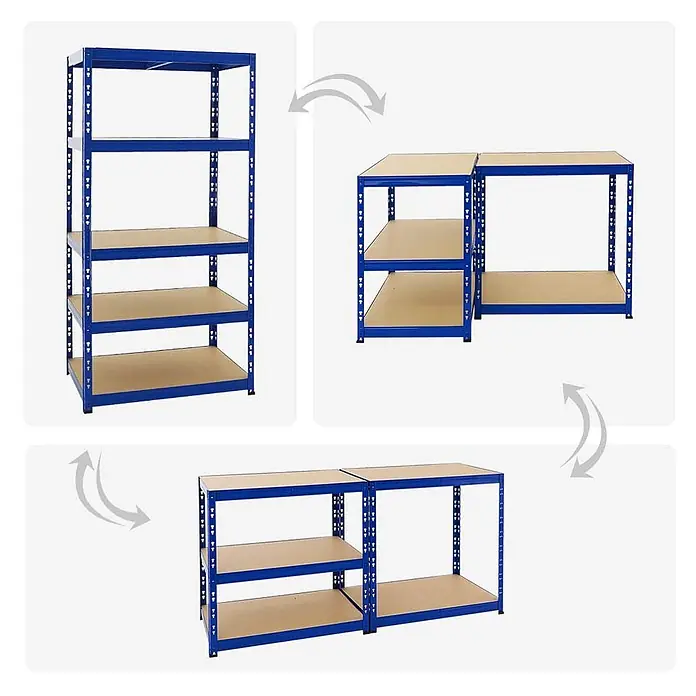 Proregal Schwerlastregal Mega Deal Tiger - H x B x T: 180 x 90 x 60 cm, Traglast pro Boden: 265 kg, Anzahl Böden: 5 Stk., Stecken, Blau