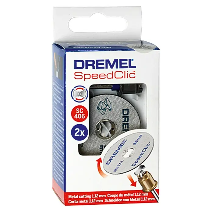 Dremel EZ SpeedClic Kit de iniciación Mod. SC 406 - 3 pzs. - Discos de corte para metal Dremel SpeedClic SC406, 2 unidades, ideales para cortar metal con una herramienta Dremel.