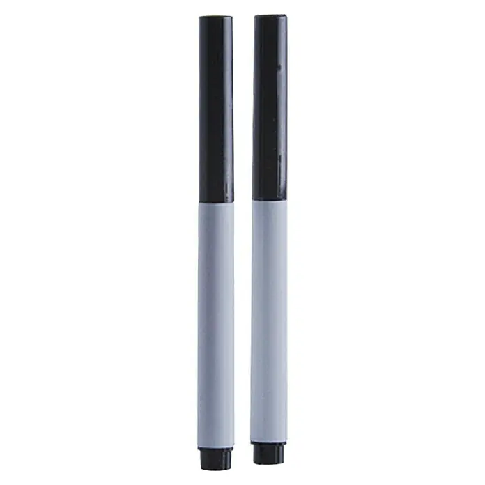 Zeller Present Filzschreiber - 2 Stk., Schwarz - Zwei graue Textmarker mit schwarzen Kappen stehen auf einem weißen Hintergrund.