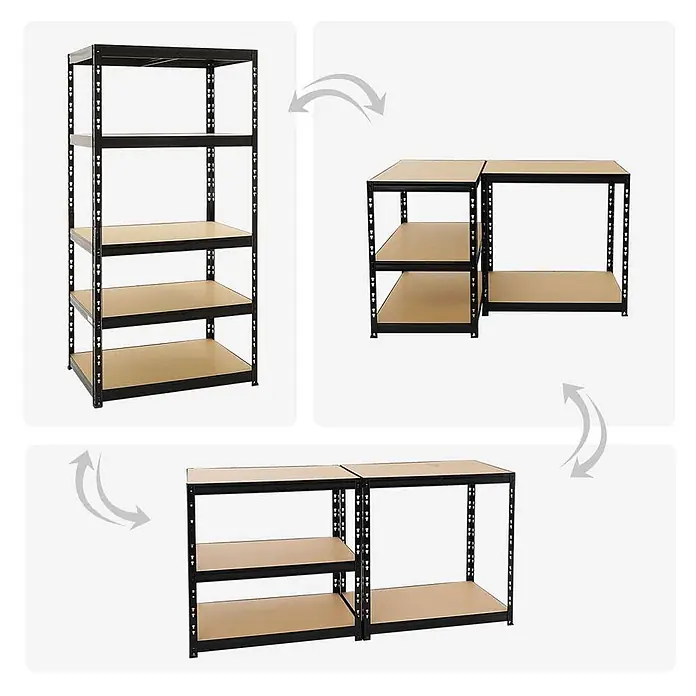 Mega Deal | 5x Schwerlastregal Tiger | HxBxT 180x90x60 cm |  Fachlast 265kg | Schwarz - 
