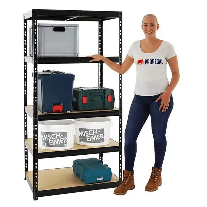 Schwerlastregal Tiger | HxBxT 180x90x60 cm |  Fachlast 265kg | Schwarz - 