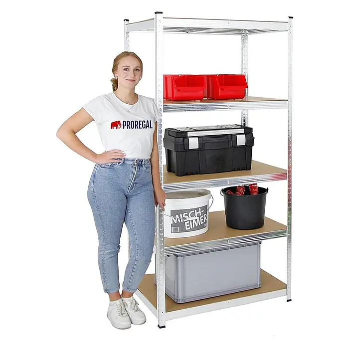 Mega Deal | 2x Schwerlastregal Ragnar | HxBxT 180x90x60cm | 5 MDF-Platten-Ebenen | Fachlast 175kg | Verzinkt - 