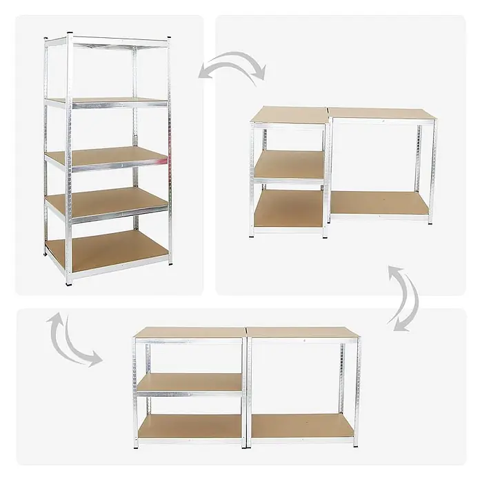 Mega Deal | 2x Schwerlastregal Ragnar | HxBxT 180x90x60cm | 5 MDF-Platten-Ebenen | Fachlast 175kg | Verzinkt - 