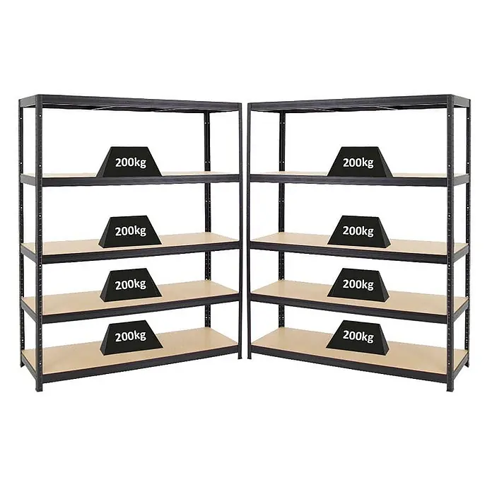 Mega Deal | 2x Schwerlastregal Giant Elephant | HxBxT 180x150x45 cm |  Fachlast 200kg | Schwarz - 