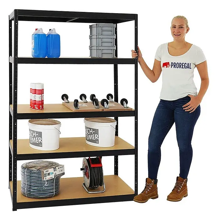Schwerlastregal Big Elephant M 180x120x60 cm 250kg Schwarz - 