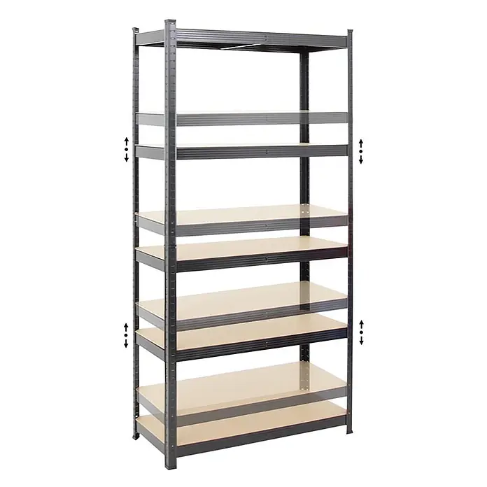 Mega Deal | 2x Schwerlastregal Ragnar | HxBxT 180x90x40cm | 5 MDF-Platten-Ebenen | Fachlast 175kg | Schwarz - 
