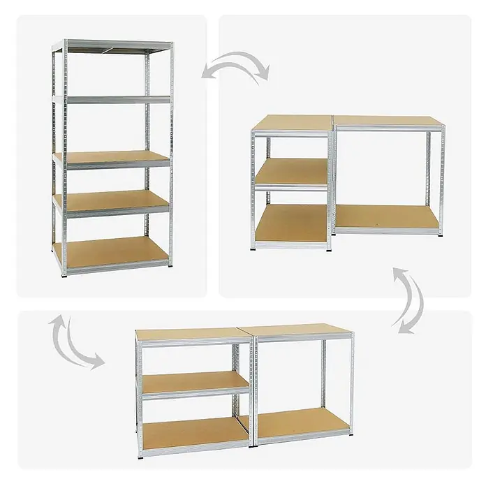 Mega Deal | 2x Schwerlastregal Slim Elephant M | HxBxT 180x90x60 cm | 5 Ebenen | Fachlast 350 kg | Verzinkt - 