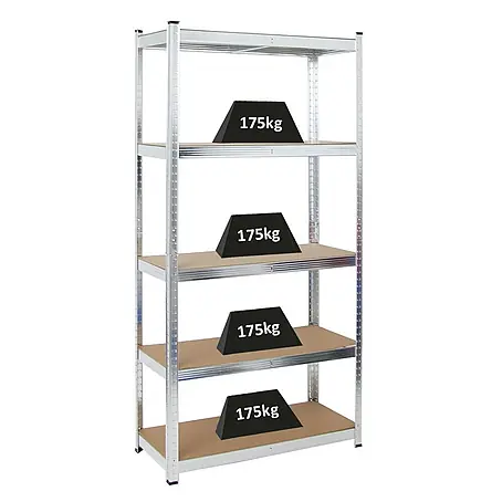 PROREGAL Schwerlastregal Ragnar HxBxT 180x90x40cm 5 MDF-Platten-Ebenen Fachlast 175 kg Verzinkt