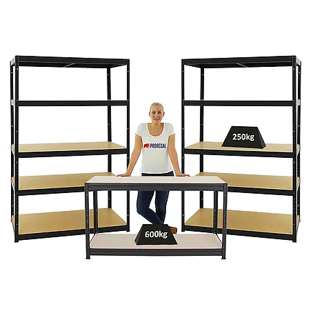 Proregal  Schwerlastregal Mega Deal 2x Big Elephant M & 1x Höhenverstellbare Werkbank Big DINO