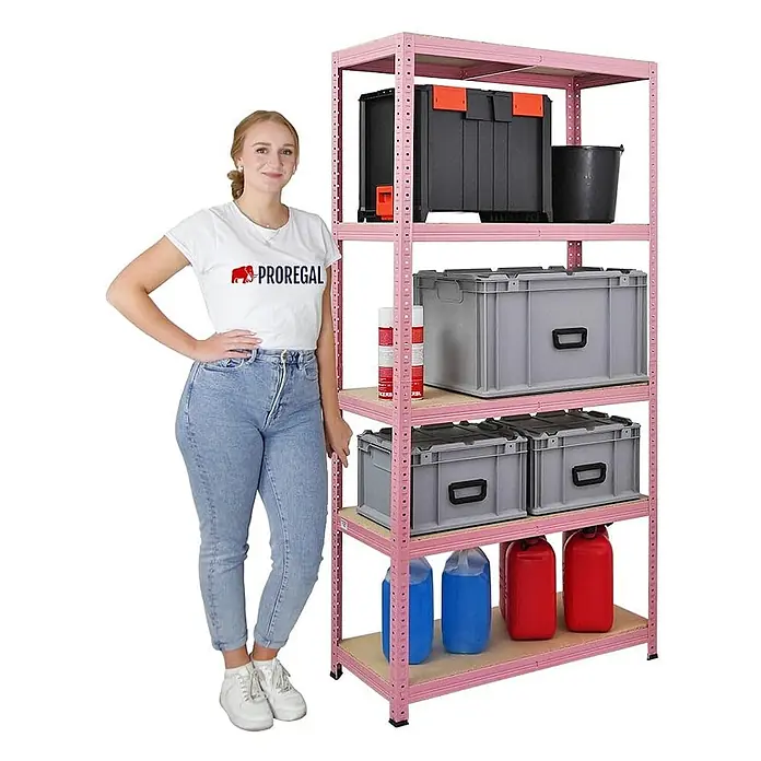 Mega Deal | 2x Wohnregal PINK LADY | HxBxT 180x90x40cm| Fachlast 175kg | 5 Ebenen | Pink - 