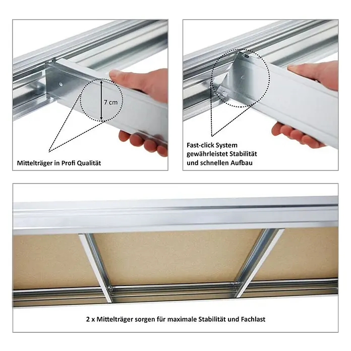 Mega Deal | 5x Schwerlastregal DINO | HxBxT 180x200x60cm | 4 Spanplatten-Ebenen 16mm | Fachlast 500kg | Verzinkt - 