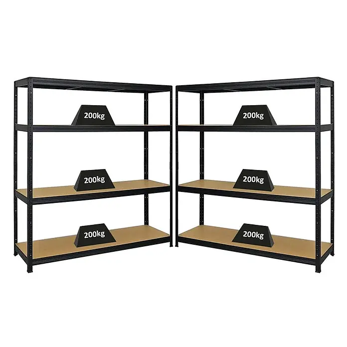 Mega Deal | 2x Schwerlastregal Giant Elephant | HxBxT 160x150x45cm | Fachlast 200kg | Schwarz - 
