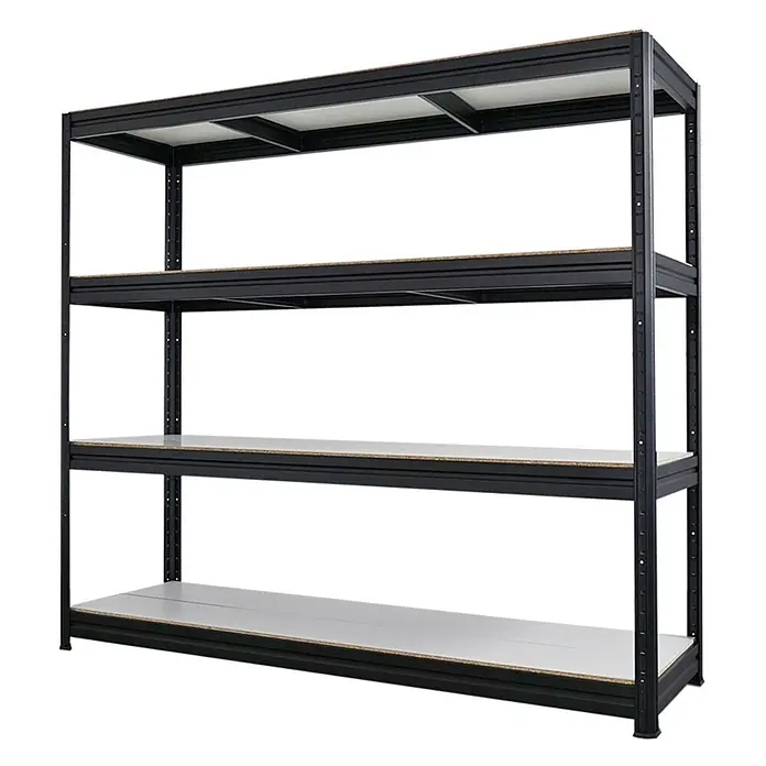Mega Deal | 2x Schwerlastregal DINO | HxBxT 180x200x60cm | 4 Melamin-Ebenen 16mm | Fachlast 500kg | Schwarz - 
