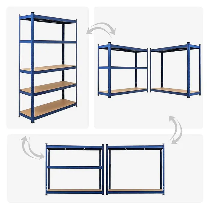 MegaDeal 3x Schwerlastregal Ragnar 180x120x40cm 5 MDF Fachlast 175kg Blau - 