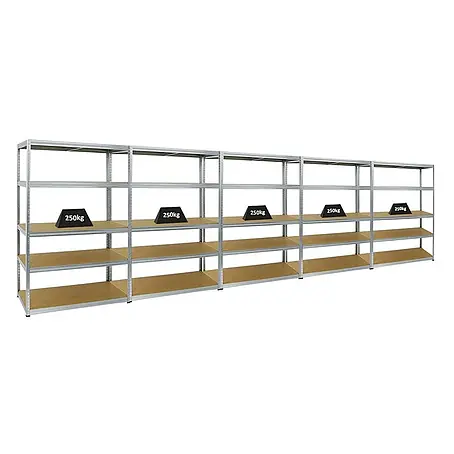 Mega Deal | 5x Schwerlastregal Big Elephant M | HxBxT 180x120x60 cm | Fachlast 250kg | Verzinkt