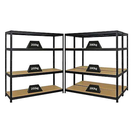 Mega Deal | 3x Schwerlastregal Giant Elephant | HxBxT 160x150x45cm | Fachlast 200kg | Schwarz
